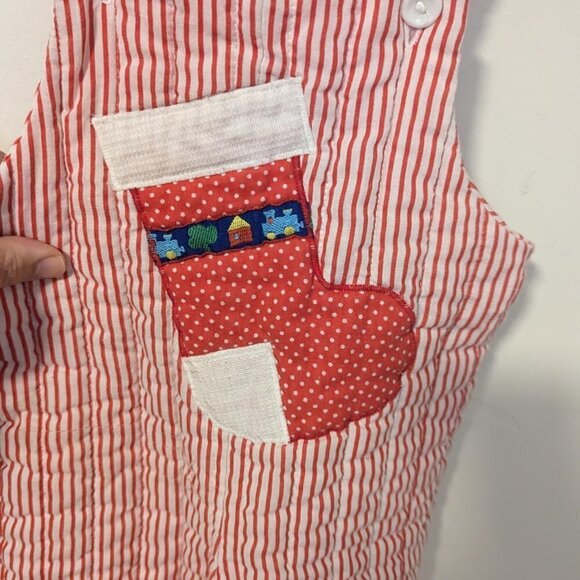 Vintage Baby Coverall Overalls Holiday Stocking Christmas Onsie - Picture 8 of 9